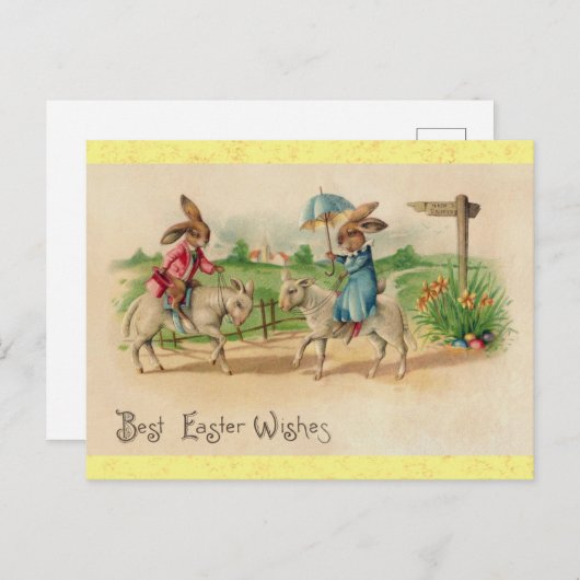 Kute  paaskonijn briefkaart (Voorkant / Achterkant)