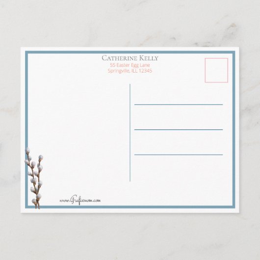 Kute  paaskonijn, jongen, eieren in de wc briefkaart (Achterkant)