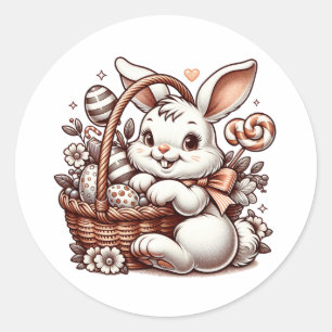 Kute paaskonijn ronde sticker