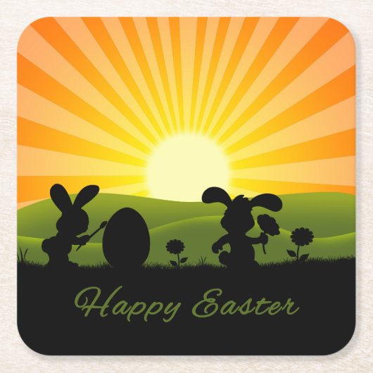 Kute paaspaaseieren kartonnen onderzetters (Voorkant)