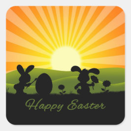 Kute paaspaaseieren vierkante sticker