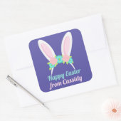 Kute paaspaasoorten Aangepast Paars Chic Floral Vierkante Sticker (Envelop)