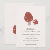 Kute paddenstoel Minimalistisch Herfst Baby shower Kaart (Voorkant / Achterkant)