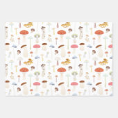 Kute paddenstoelen Patroon in zwart, Paars en wit Inpakpapier Vel (Voorkant 3)