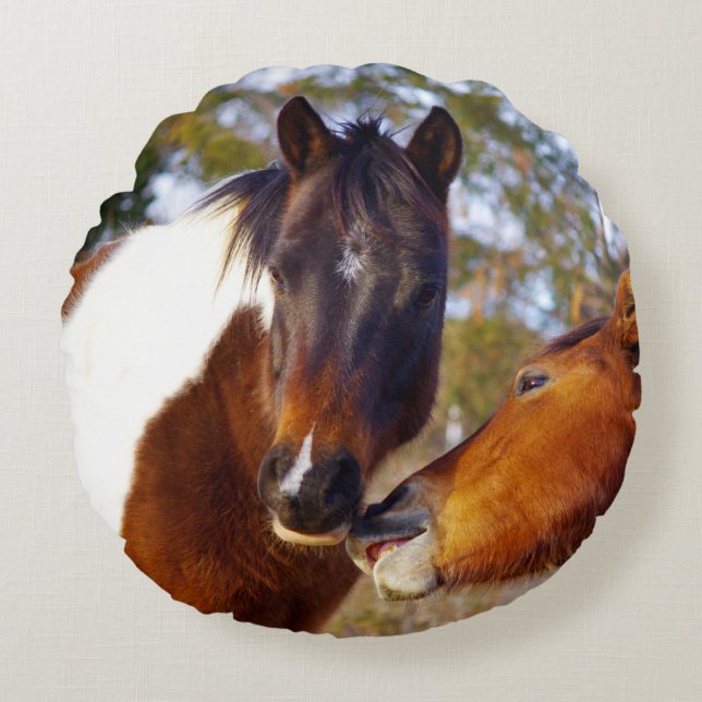 Kute Paint Horse Round Pillow Rond Kussen (Voorkant)