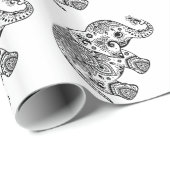 Kute Paisley-olifant in wit en zwart Cadeaupapier (Rol Hoek)