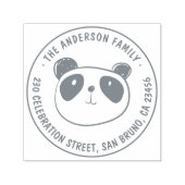 Kute Panda Custom Name Round Return-adres Zelfinktende Stempel (Design)