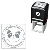 Kute Panda Custom Name Round Return-adres Zelfinktende Stempel (In situ)