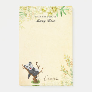 Kute Panda met gele bloemen na het bericht Post-it® Notes