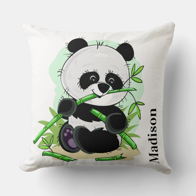 Kute Pandas aangepaste naam werpt kussens (Voorkant)