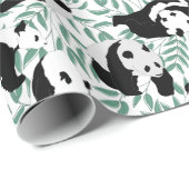 Kute Pandas en Leaves Cadeaupapier (Rol Hoek)