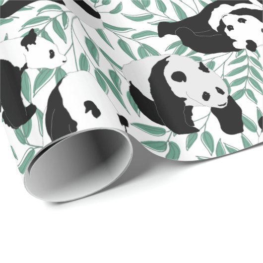 Kute Pandas en Leaves Cadeaupapier (Rol Hoek)