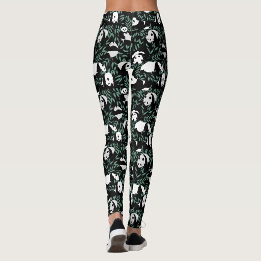 Kute Pandas en Leaves Leggings (Achterkant)