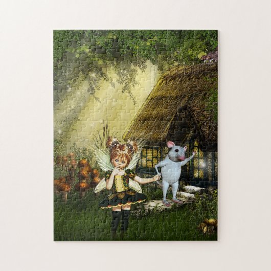 Kute paring en witte muis legpuzzel (Verticaal)