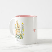 Kute Pasen Bunny & Heart, op maat gesneden Tweekleurige Koffiemok (Voorkant links)