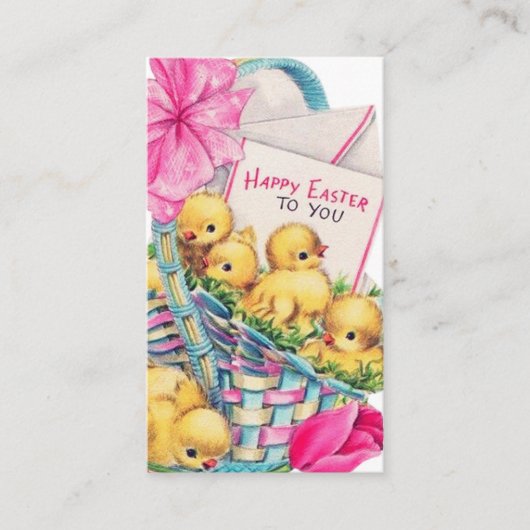Kute Pasen mini-retro- kuikens Visitekaartje (Voorkant)