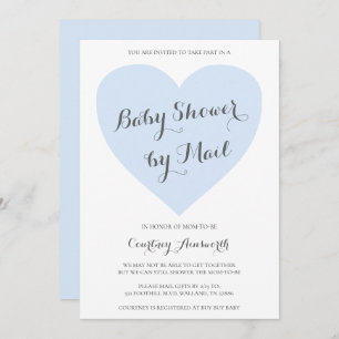Kute pasta Blue Heart Boy Baby shower per post Kaart