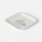 Kute pasta Happy Paast Bunny Simple Classic Papieren Bordje (Gebogen)