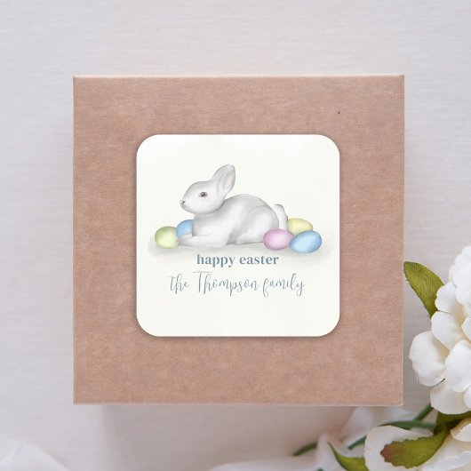 Kute pasta Happy Paast Bunny Simple Classic Vierkante Sticker