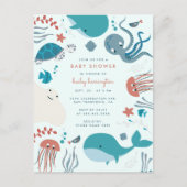 Kute pasta onder het Baby shower Zee Uitnodiging Briefkaart (Voorkant)