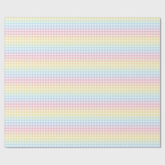 Kute pasta Rainbow Gingham Wrapping Paper Cadeaupapier (Vlak)