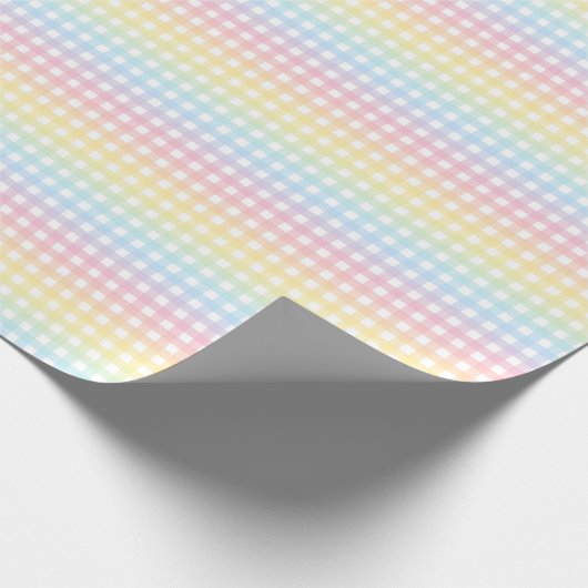 Kute pasta Rainbow Gingham Wrapping Paper Cadeaupapier (Hoek)