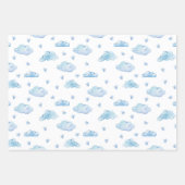 Kute pastel Baby Boy Blue Trucks Clouds Hearts Inpakpapier Vel (Voorkant 2)