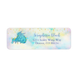 Kute Pastel Blue Dragon Return Label