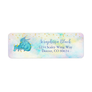Kute Pastel Blue Dragon Return Label