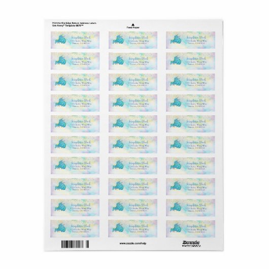 Kute Pastel Blue Dragon Return Label (Full Sheet)