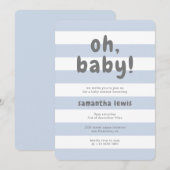 Kute Pastel Blue Stripes Oh Baby Boy Shower Kaart (Voorkant / Achterkant)