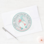 Kute Pastel Gnome Familienaam Return Address Squar Vierkante Sticker (Envelop)