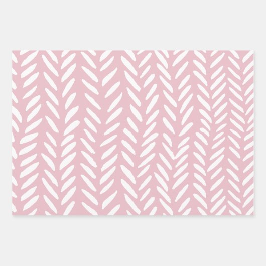 Kute pastel herringbone-patroon op roze inpakpapier vel (Voorkant)