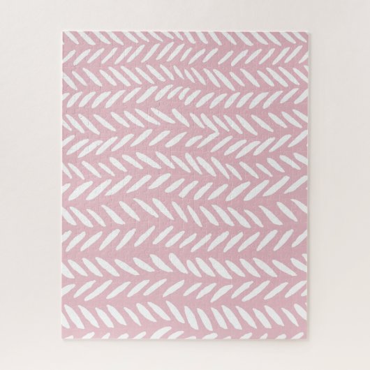 Kute pastel herringbone-patroon op roze onmogelijk legpuzzel (Verticaal)