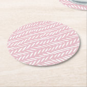 Kute pastel herringbone-patroon op roze ronde kartonnen onderzetter (Gebogen)