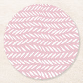 Kute pastel herringbone-patroon op roze ronde kartonnen onderzetter (Voorkant)