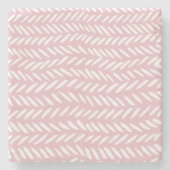 Kute pastel herringbone-patroon op roze stenen onderzetter (Voorkant)