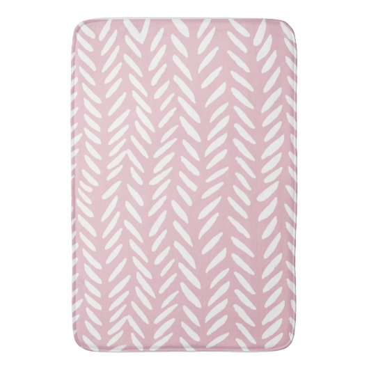 Kute pastel herringbone patroon op roze vierkant badmat (Voorkant Verticaal)