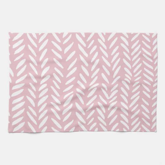 Kute pastel herringbone patroon op roze vierkant theedoek (Horizontaal)