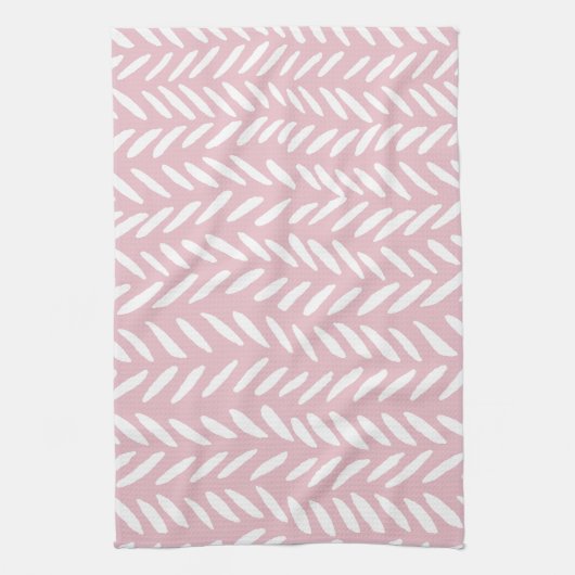 Kute pastel herringbone patroon op roze vierkant theedoek (Verticaal)