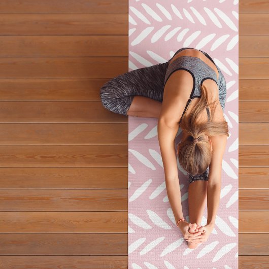 Kute pastel herringbone-patroon op roze yogamat