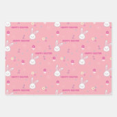 Kute pastel kleur paasbunny Floral Inpakpapier Vel (Voorkant)