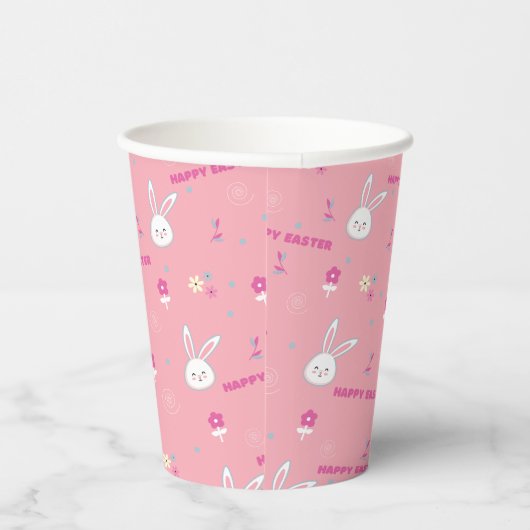 Kute pastel kleur paasbunny Floral Papieren Bekers (Rechts)