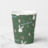 Kute pastel kleur paasbunny Floral Papieren Bekers (Achterkant)