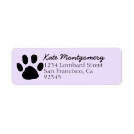 Kute Pastel Paars Paw Print Return Address Etiket