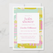 Kute Pastel Pink Blue Abstract Art Baby shower Kaart (Voorkant)