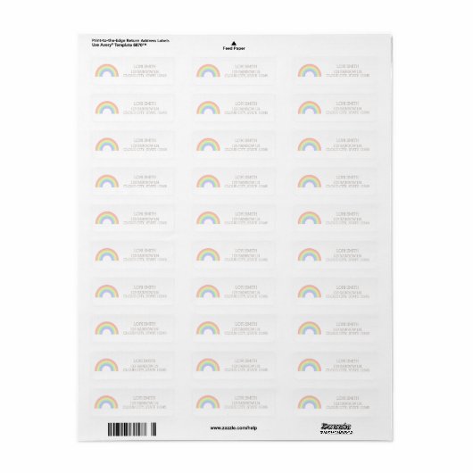Kute Pastel Rainbow Return Label (Full Sheet)