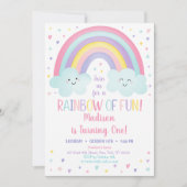 Kute pastel regenboogwolken eerste verjaardag kaart (Voorkant)