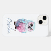 Kute Pastel Roze en Blauwe Cartoon Owl Case-Mate iPhone Case (Achterkant (horizontaal))