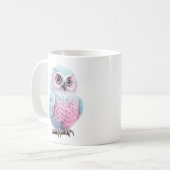 Kute Pastel Roze en Blauwe Cartoon Owl Koffiemok (Voorkant links)
